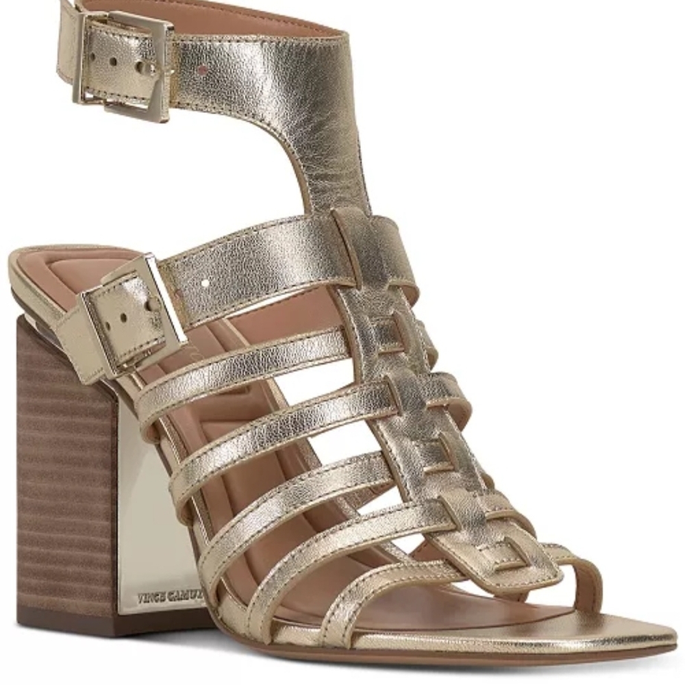 Vince Camuto Metallic Gold Strappy Heels